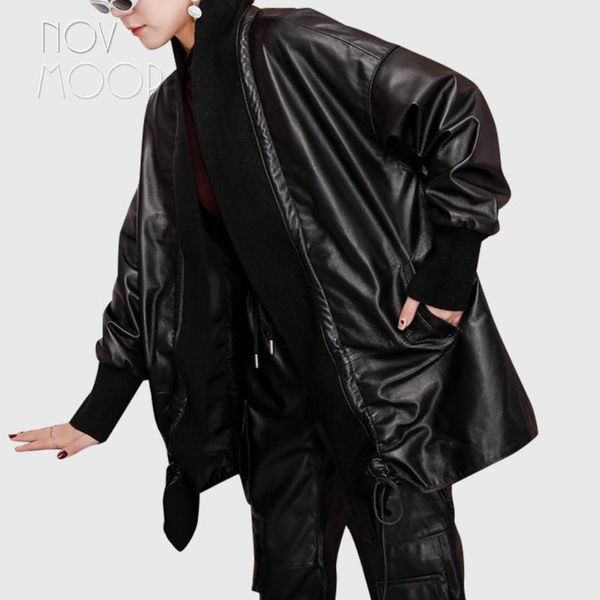 novmoop japanese style simple chic genuine leather women coat solid color sheepskin chaqueta de cuero lt3396, Black
novmoop japanese style simple chic genuine leather women coat solid color sheepskin chaqueta de cuero lt3396, Black