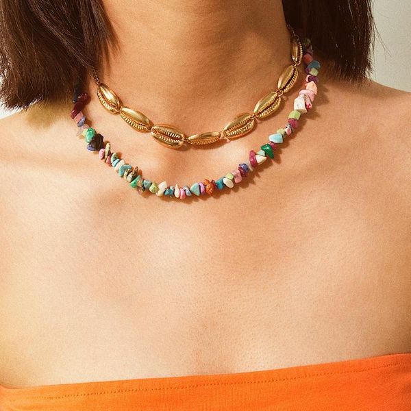 pendant necklaces unique design colorful stone choker handmade trendy gold shell beaded necklace for women boho chic girl jewelry drop, Silver
pendant necklaces unique design colorful stone choker handmade trendy gold shell beaded necklace for women boho chic girl jewelry drop, Silver