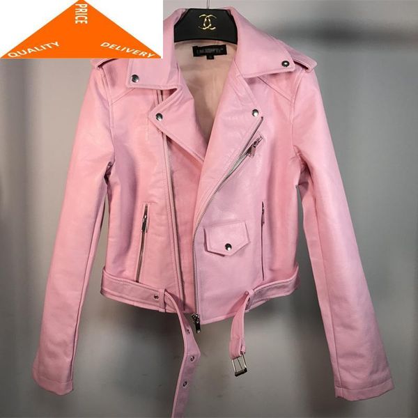 women women's jacket clothes 2020 spring korean fit streetwear pu pink biker jackets eleagnt leather coat lw497, Black
women women's jacket clothes 2020 spring korean fit streetwear pu pink biker jackets eleagnt leather coat lw497, Black