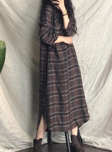 casual dresses women loose linen plaid cotton dress ladies vintage flax female 2021 autumn spring, Black;gray
casual dresses women loose linen plaid cotton dress ladies vintage flax female 2021 autumn spring, Black;gray