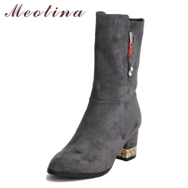 meotina mid calf boots women shoes winter tassel chunky high heel boots glitter med heel ladies gray brown big size 33-43, Black
meotina mid calf boots women shoes winter tassel chunky high heel boots glitter med heel ladies gray brown big size 33-43, Black