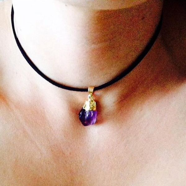 30pcs) nature stone purple quartz velvet choker necklace for women girl bijoux purple crystal fashion jewelry love gift new, Golden;silver
30pcs) nature stone purple quartz velvet choker necklace for women girl bijoux purple crystal fashion jewelry love gift new, Golden;silver