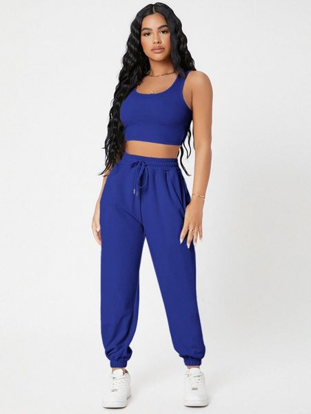 petite solid crop tank and joggers set 83fd#, White
petite solid crop tank and joggers set 83fd#, White