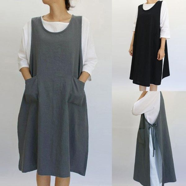 women cotton tunic dress casual apron with pockets japanese style pure color pocket cooking kitchen apron d1
women cotton tunic dress casual apron with pockets japanese style pure color pocket cooking kitchen apron d1