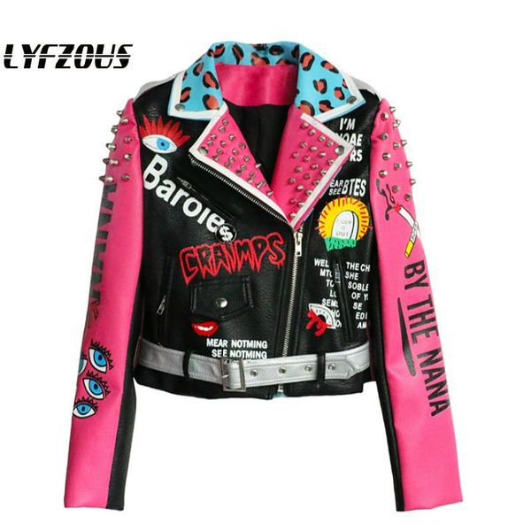 punk style leopard pu leather jacket spring women graffiti rivets letter print cool coat short slim multicolor motorcycle coats, Black;brown
punk style leopard pu leather jacket spring women graffiti rivets letter print cool coat short slim multicolor motorcycle coats, Black;brown