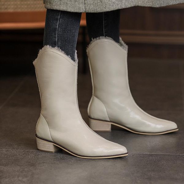 boots genuine leather snow women winter western warm long fur pointed toe thick heel casual shoes mid-calf, Black
boots genuine leather snow women winter western warm long fur pointed toe thick heel casual shoes mid-calf, Black