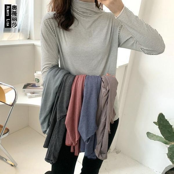 high collar base shirt female autumn slim fit slimming black and white stripes students underwear pure cotton bottoming long-sle1
high collar base shirt female autumn slim fit slimming black and white stripes students underwear pure cotton bottoming long-sle1