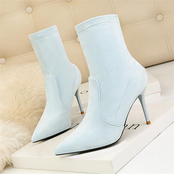 light blue fresh women ankle boots 2020 spring fashion elastic sock boots pointed toe 9cm thin heel ladies party plus size, Black
light blue fresh women ankle boots 2020 spring fashion elastic sock boots pointed toe 9cm thin heel ladies party plus size, Black