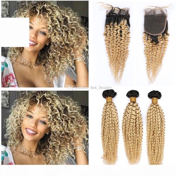 dark root #1b 613 blonde ombre virgin hair weaves with lace front closure piece 4x4 kinky curly brazilian ombre blonde human hair bundles, Black
dark root #1b 613 blonde ombre virgin hair weaves with lace front closure piece 4x4 kinky curly brazilian ombre blonde human hair bundles, Black