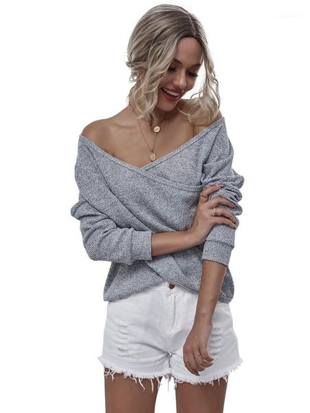 neck knits long sleeve loose solid color knits ladies spring high street wear womens v, White
neck knits long sleeve loose solid color knits ladies spring high street wear womens v, White