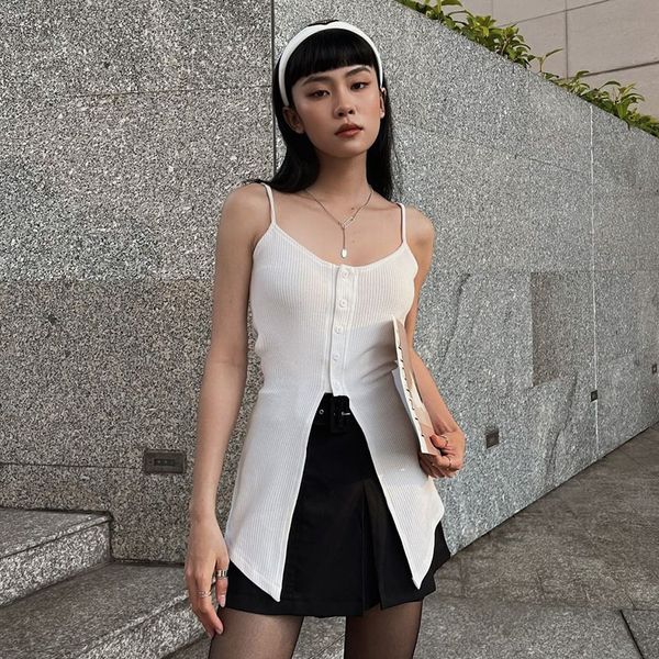 spring and summer solid color word-neck cardigan suspenders sleeveless vest t-shirt women's temperament wild cx220303, White
spring and summer solid color word-neck cardigan suspenders sleeveless vest t-shirt women's temperament wild cx220303, White