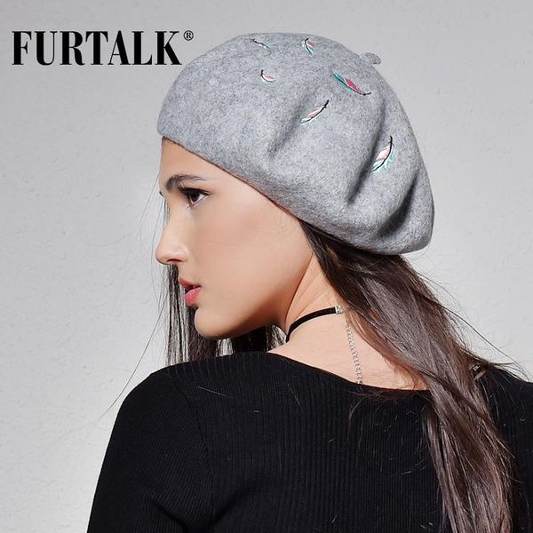 berets furtalk autumn winter women 100% wool beret with embroidery decoration warm hats for and girls 2021 arrivals, Blue;gray
berets furtalk autumn winter women 100% wool beret with embroidery decoration warm hats for and girls 2021 arrivals, Blue;gray