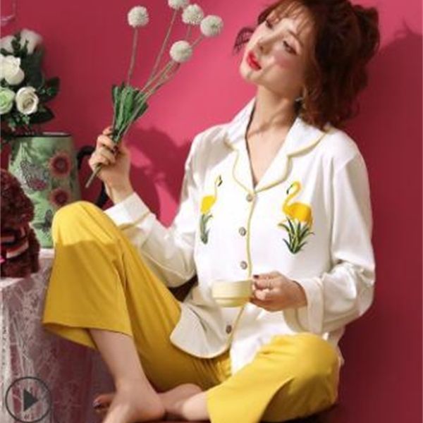 2019 pajamas sets women striped soft cotton carton fashion women long sleeve sleepwear suit 2 piece spring home lounge y200708, Black;red
2019 pajamas sets women striped soft cotton carton fashion women long sleeve sleepwear suit 2 piece spring home lounge y200708, Black;red