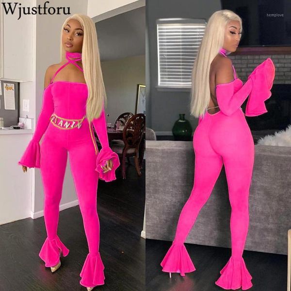 wjustforu backless club jumpsuit for women flare sleeve skinny elegant bodysuit 4 color hollow out party overalls vestidos1, Black;white
wjustforu backless club jumpsuit for women flare sleeve skinny elegant bodysuit 4 color hollow out party overalls vestidos1, Black;white