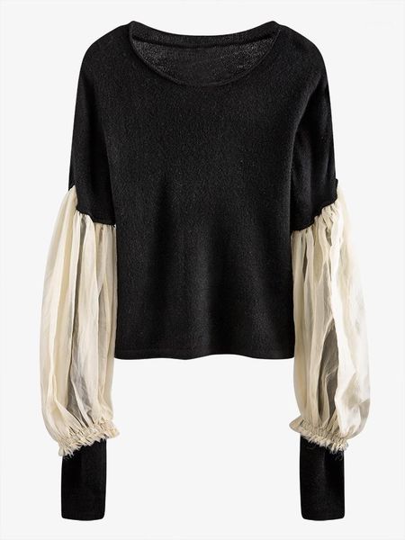 spring and autumn new round neck splicing mesh pleated lantern sleeve sweater girl winter sweater women elegant pullovers1, White;black
spring and autumn new round neck splicing mesh pleated lantern sleeve sweater girl winter sweater women elegant pullovers1, White;black