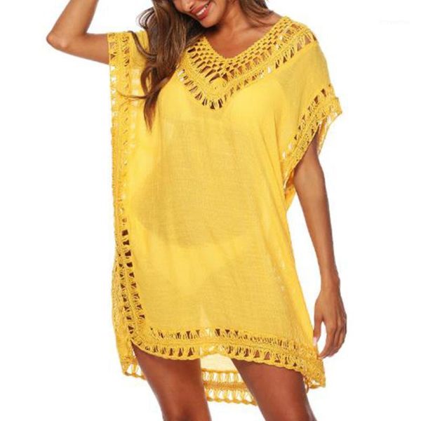 women blouse pierced edge holiday bikini cover up sunscreen solid fashion v neck short sleeve bathing beach wear loose swim1, Blue;gray
women blouse pierced edge holiday bikini cover up sunscreen solid fashion v neck short sleeve bathing beach wear loose swim1, Blue;gray