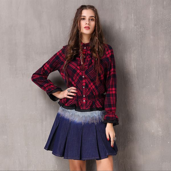 women's autumn 2021 black friday new plaid long sleeve cardigan stand collar double ruffle shirt 9250, White;black
women's autumn 2021 black friday new plaid long sleeve cardigan stand collar double ruffle shirt 9250, White;black