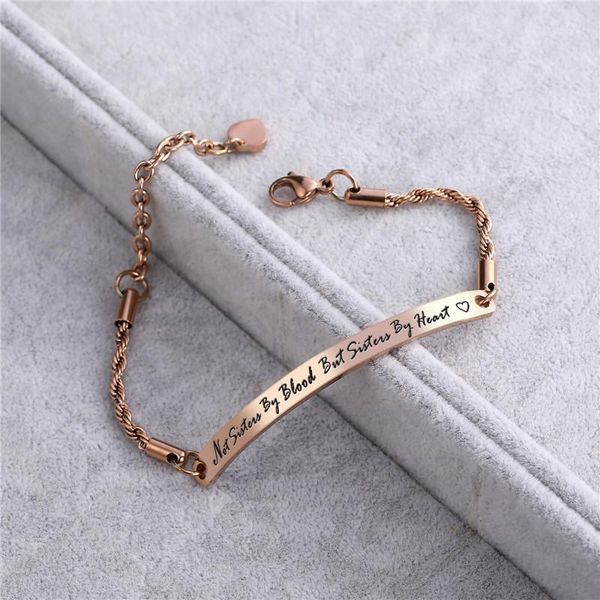 charm bracelets fashion friend bracelet engrave not sisters by blood but heart jewelry for women titanium steel mujer1, Golden;silver
charm bracelets fashion friend bracelet engrave not sisters by blood but heart jewelry for women titanium steel mujer1, Golden;silver