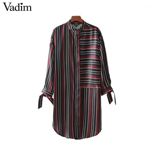 women's blouses & shirts vadim retro striped loose long shirt bow tie sleeve stand collar pleated blouse female asymmetrical fashion b, White
women's blouses & shirts vadim retro striped loose long shirt bow tie sleeve stand collar pleated blouse female asymmetrical fashion b, White