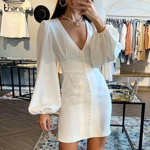 thereadict solid white mini dress women lantern long sleeves high waist elegant dresses slim office lady dress vestidos 2020, Black;gray
thereadict solid white mini dress women lantern long sleeves high waist elegant dresses slim office lady dress vestidos 2020, Black;gray