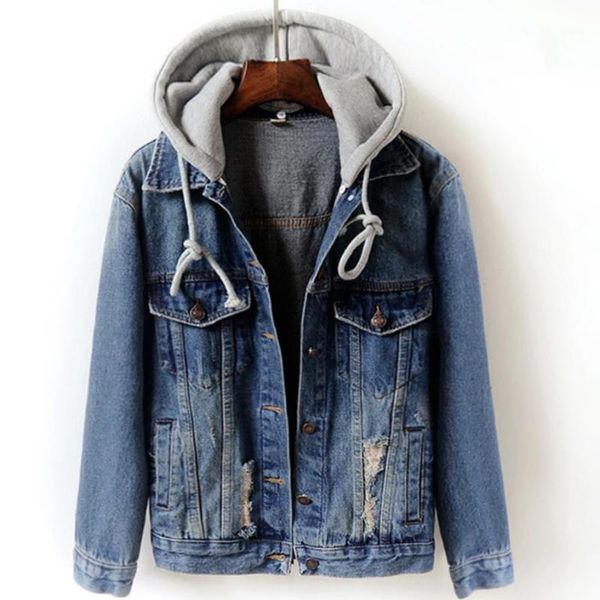 women's jackets 2021 autumn fashion women denim jacket hooded long sleeve slim hole jeans coat1, Black;brown
women's jackets 2021 autumn fashion women denim jacket hooded long sleeve slim hole jeans coat1, Black;brown