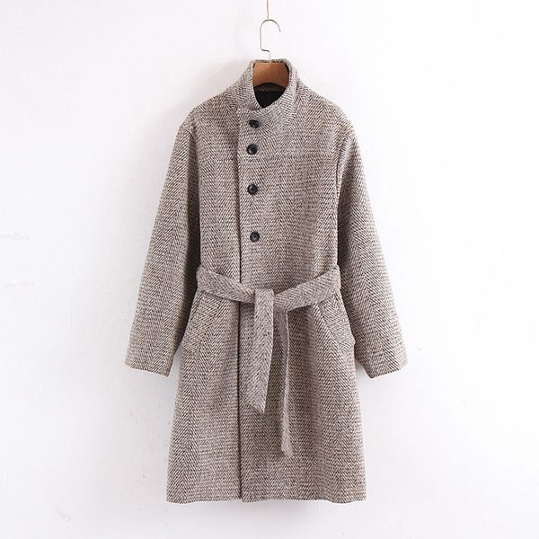 new winter stand collar sleeve keep warm fashion with belt woolen cloth women's long overcoat coat vintage chic female, Black
new winter stand collar sleeve keep warm fashion with belt woolen cloth women's long overcoat coat vintage chic female, Black