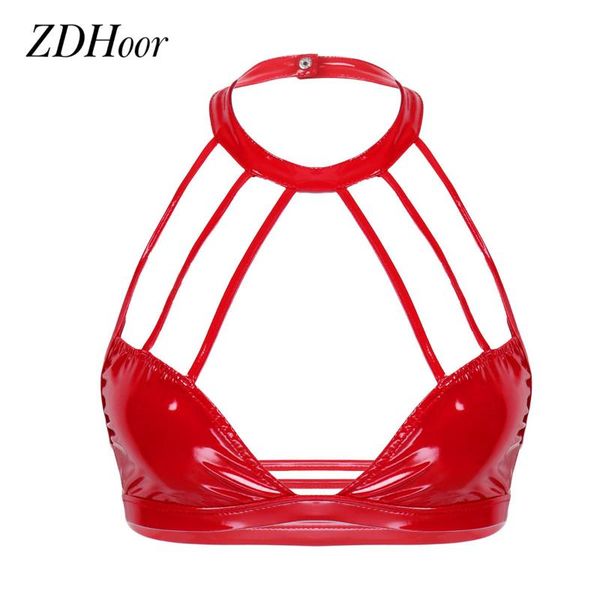 womens ladies patent leather bra bikini lingerie halter neck strappy backless wire-unlined bralette nightwear, Red;black
womens ladies patent leather bra bikini lingerie halter neck strappy backless wire-unlined bralette nightwear, Red;black