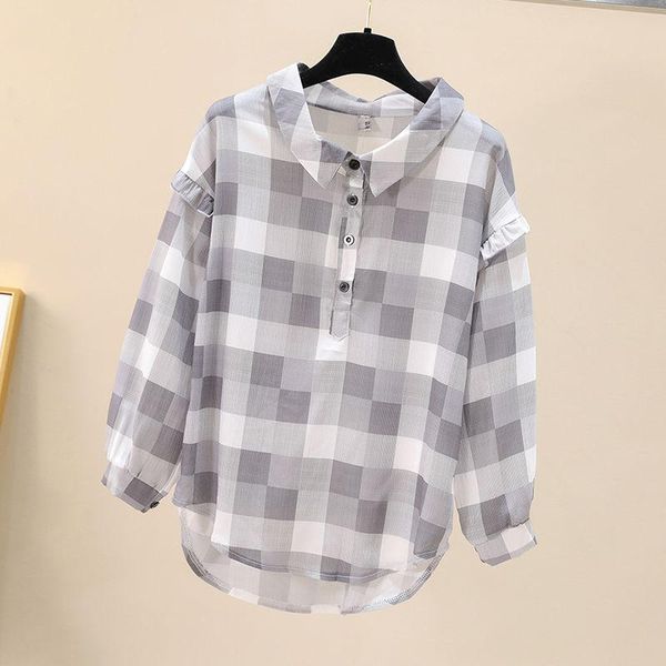 women's blouses & shirts fashion spring autumn office long sleeve elegant turn-down collar plaid df3183, White
women's blouses & shirts fashion spring autumn office long sleeve elegant turn-down collar plaid df3183, White