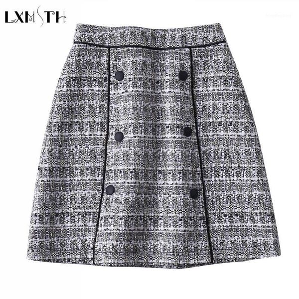 autumn winter plus size tweed skirt women double breasted elegant elastic waist lined chic short woolen skirts female 4xl 5xl1, Black
autumn winter plus size tweed skirt women double breasted elegant elastic waist lined chic short woolen skirts female 4xl 5xl1, Black