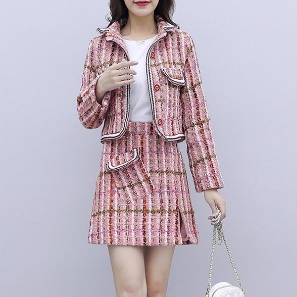 zawfl 2020 autumn tweed women 2 piece outfits set fashion beading long sleeve tweed jacket coat+elegant a-line mini skirt suits c1015, Black;white
zawfl 2020 autumn tweed women 2 piece outfits set fashion beading long sleeve tweed jacket coat+elegant a-line mini skirt suits c1015, Black;white