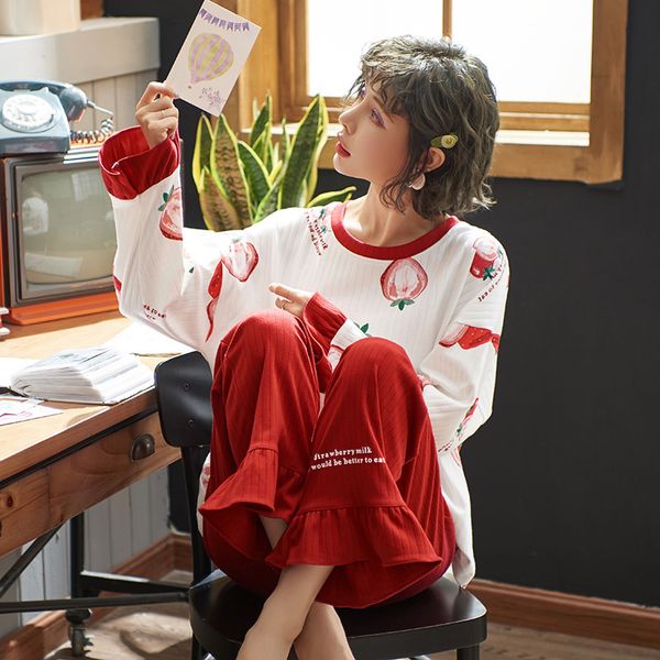 2021 new autumn winter cotton pajamas sets for women style printing plus size nightwear o neck long sleeve sleepwear 8km9, Black;red
2021 new autumn winter cotton pajamas sets for women style printing plus size nightwear o neck long sleeve sleepwear 8km9, Black;red