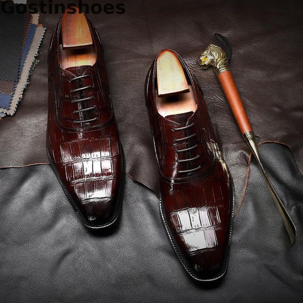 italy design men leather shoes cowhide dress formal shoes crocodile pattern printed men derby lace-up low heel fashionable, Black
italy design men leather shoes cowhide dress formal shoes crocodile pattern printed men derby lace-up low heel fashionable, Black