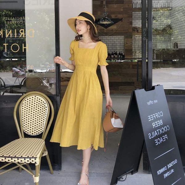 summer light yellow sweet dress women high waist short sleeve casual elegant beach holiday midi party dresses vestidos female, White;black
summer light yellow sweet dress women high waist short sleeve casual elegant beach holiday midi party dresses vestidos female, White;black