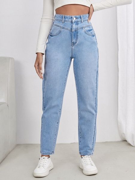 super high waist mom jeans p6na#, Blue
super high waist mom jeans p6na#, Blue