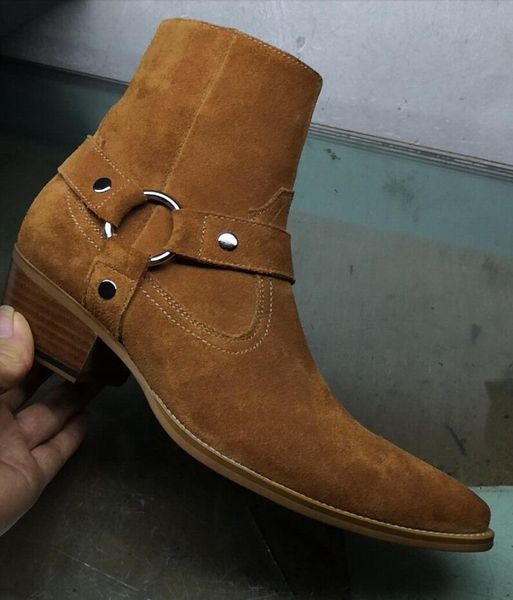 2020 new men shoes point toe boots ankle boots male suede leather booties embroidery party shoes mens, Black
2020 new men shoes point toe boots ankle boots male suede leather booties embroidery party shoes mens, Black