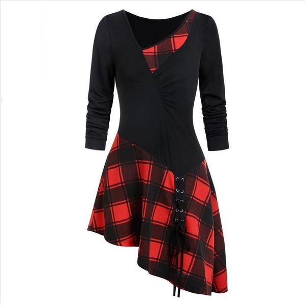 fashion women long sleeve cold shoulder cross lace up plaid print irregular dress casual long girl dress female s-xxl#j30, Black;gray
fashion women long sleeve cold shoulder cross lace up plaid print irregular dress casual long girl dress female s-xxl#j30, Black;gray