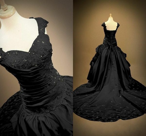 vintage black wedding dresses long train bridal gowns 2022 gothic robe de mariee spaghetti straps lace appliques beaded country bride dress, White
vintage black wedding dresses long train bridal gowns 2022 gothic robe de mariee spaghetti straps lace appliques beaded country bride dress, White