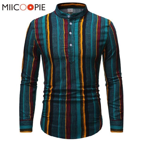 mandarin collar shirt for men linen patchwork striped print mens formal shirts spring comfy long sleeve camisa social masculina, White;black
mandarin collar shirt for men linen patchwork striped print mens formal shirts spring comfy long sleeve camisa social masculina, White;black