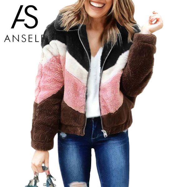 women warm fluffy coat fleeces zipper front contrast color pockets sweatshirt casual winter coat women teddy outwear, Black;brown
women warm fluffy coat fleeces zipper front contrast color pockets sweatshirt casual winter coat women teddy outwear, Black;brown