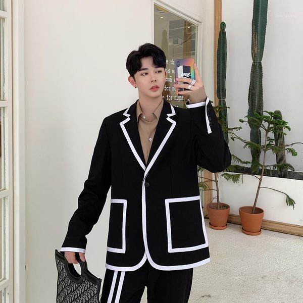 black men 2pcs suits sets (jacket+pant) male streetwear hip hop casual tuxedo blazer suit jacket pant outerwear1, White;black
black men 2pcs suits sets (jacket+pant) male streetwear hip hop casual tuxedo blazer suit jacket pant outerwear1, White;black