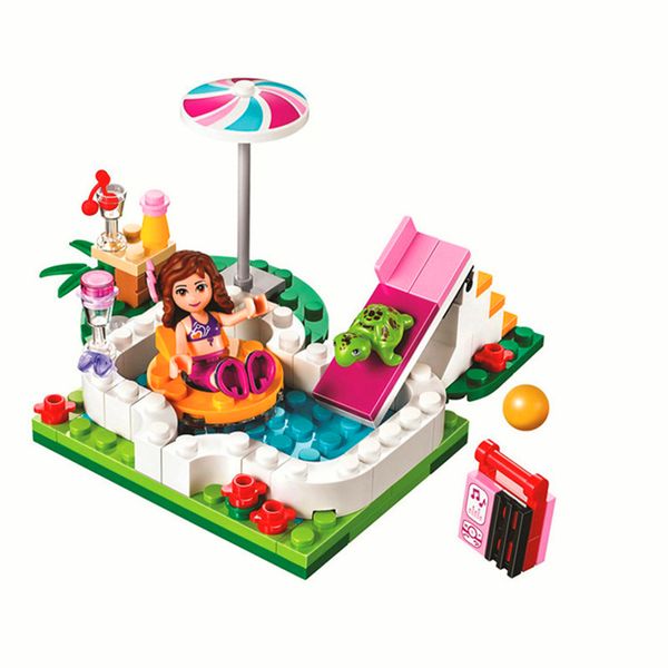 10542 Girl Friends Series Vacation Swimming Pool Figures Blocks Construction Building Bricks Toys For Children