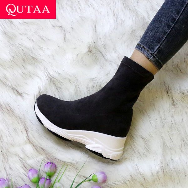 qutaa 2021 flock stretch platform fashion women shoes round toe casual women boot autumn winter wedge heel ankle boots size34-43 1026, Black
qutaa 2021 flock stretch platform fashion women shoes round toe casual women boot autumn winter wedge heel ankle boots size34-43 1026, Black