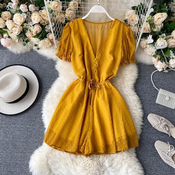 vintage v neck button jumpsuit women rompers high waist short overalls summer tie playsuit casual elegant beach holiday romper1, Black;white
vintage v neck button jumpsuit women rompers high waist short overalls summer tie playsuit casual elegant beach holiday romper1, Black;white