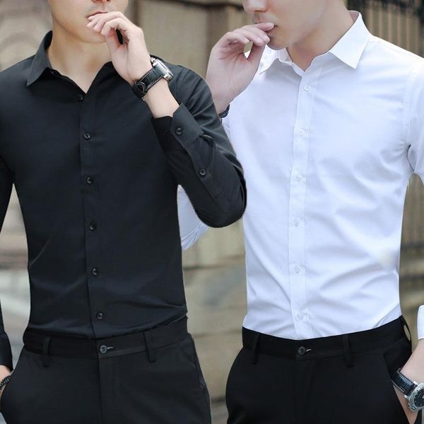 men's dress shirts 2021 men business long sleeve stand collar cotton male shirt slim fit designs fahion, White;black
men's dress shirts 2021 men business long sleeve stand collar cotton male shirt slim fit designs fahion, White;black