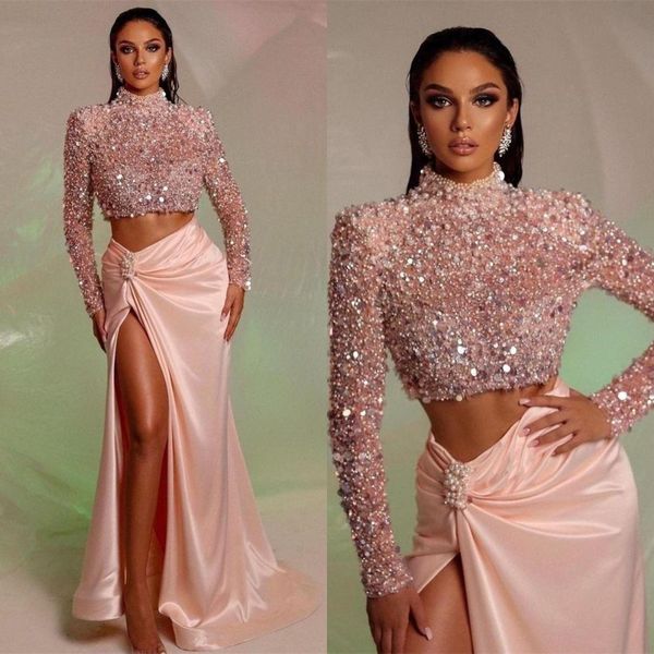 2 pcs mermaid evening dress sequin long sleeve prom gowns side split beading aso ebi party dresses, Black;red
2 pcs mermaid evening dress sequin long sleeve prom gowns side split beading aso ebi party dresses, Black;red
