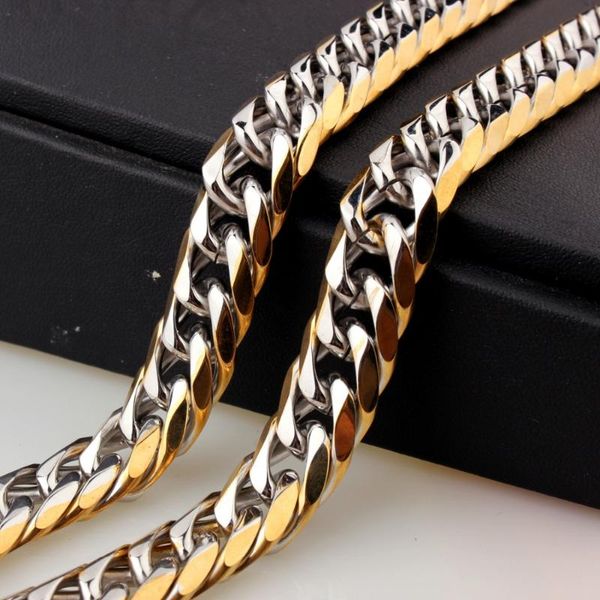 13/16mm width trendy stainless steel silver color&gold cuban curb chain men's boy's necklace or bracelet bangle 7"-40" n
13/16mm width trendy stainless steel silver color&gold cuban curb chain men's boy's necklace or bracelet bangle 7"-40" n