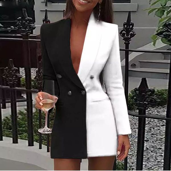 women colorblock sequins long sleeve blazer dress women dress, Black;brown
women colorblock sequins long sleeve blazer dress women dress, Black;brown