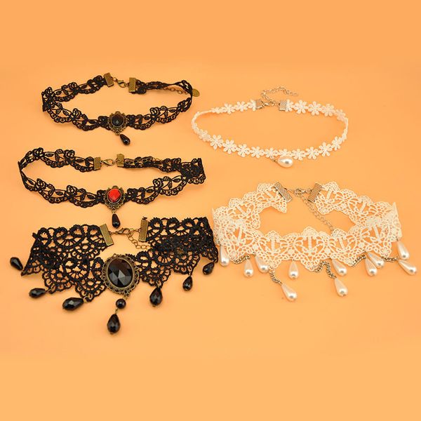 black tassel lace necklace for women simple collarbone chain collar choker neck jewelry pearl, Silver
black tassel lace necklace for women simple collarbone chain collar choker neck jewelry pearl, Silver