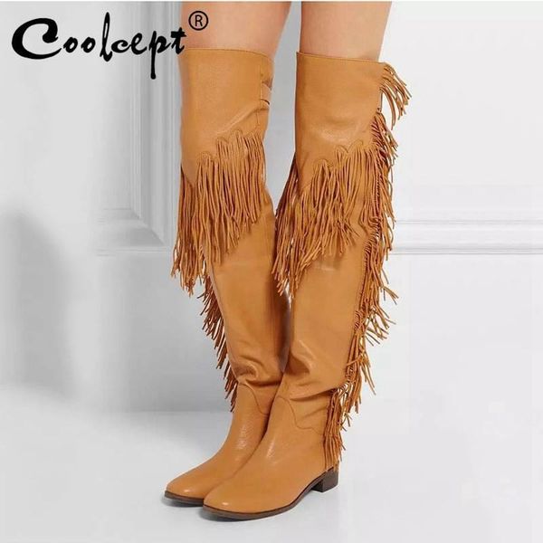 boots coolcept thigh high women winter fashion fringes flats shoes european style over the knee size 34-451, Black
boots coolcept thigh high women winter fashion fringes flats shoes european style over the knee size 34-451, Black