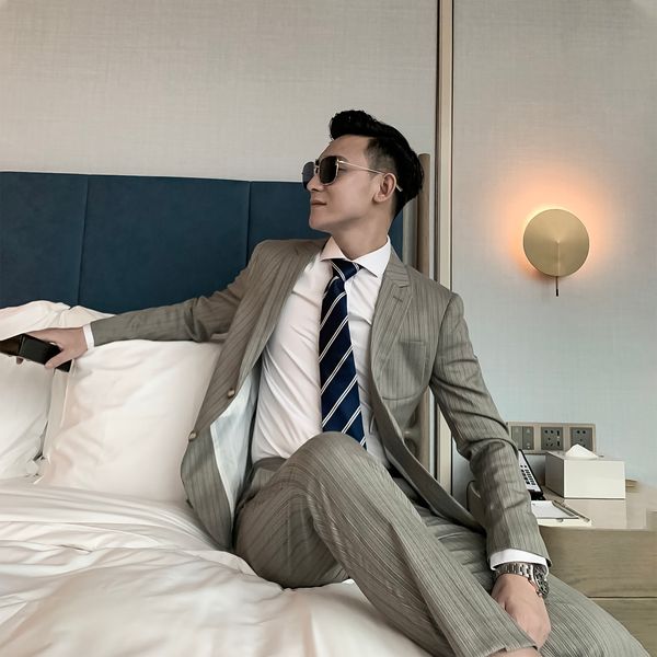 daio mens korean british men's striped single breasted suit two piece suit, slim and casual
daio mens korean british men's striped single breasted suit two piece suit, slim and casual